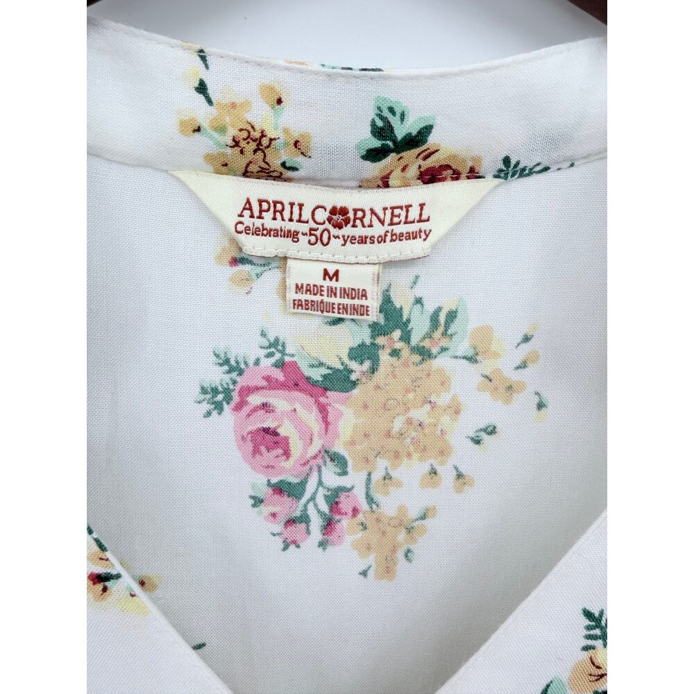April Cornell Estella Floral Blouse Rayon Lace Collar Boho Medium CottageCore - Picture 4 of 9
